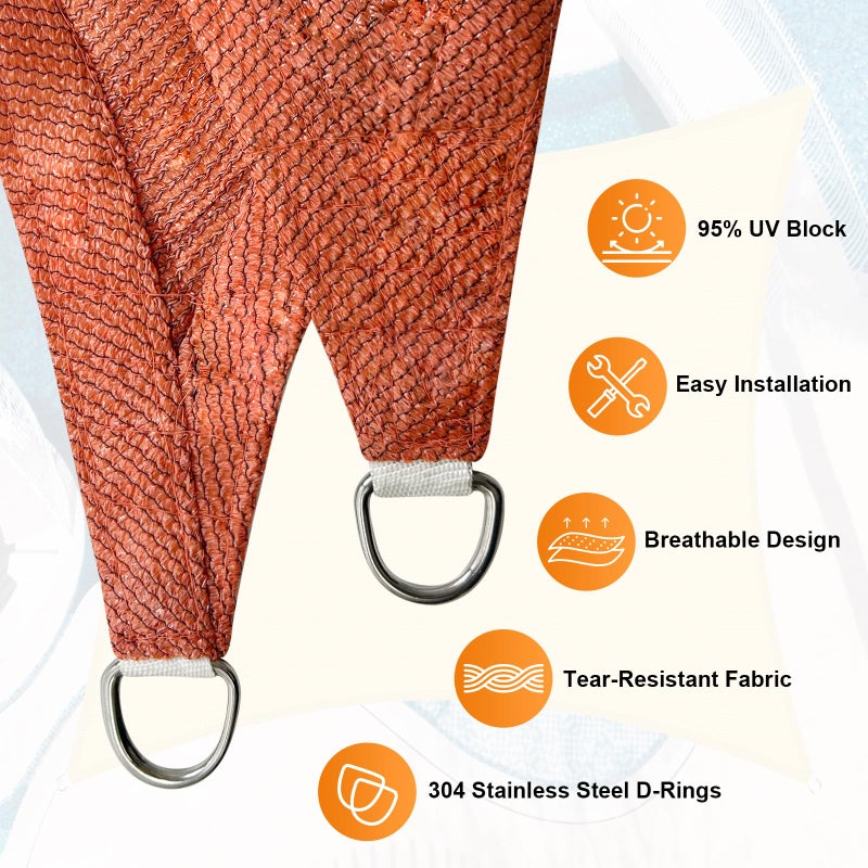 Artpuch Sun Shade Sails Canopy, 185GSM Shade Sail UV Block for Patio Garden Outdoor Facility and Activities (12'x16', Rust Red) - Image 3
